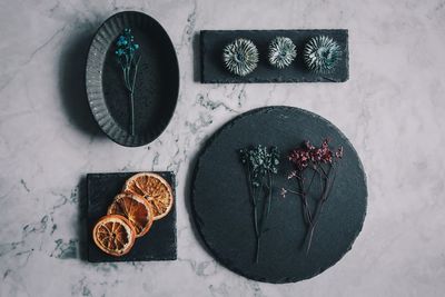 High angle view of potted plant on table