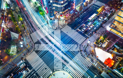 High angle view of city street