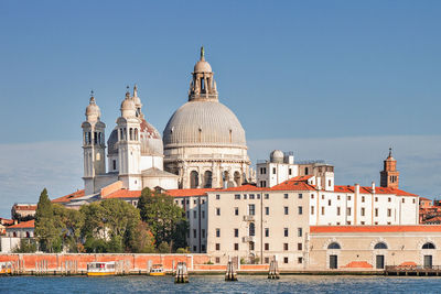 View of buildings against clear sky