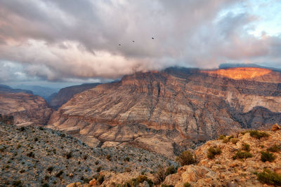 Scenic view of rocky mountains against sky