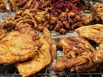 High angle view of meat for sale