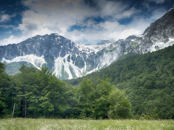 Scenic view of mountains against sky