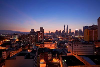 City skyline at sunset