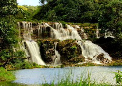 Scenic view of waterfall