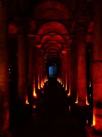 Illuminated corridor of building