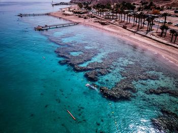 High angle view of beach