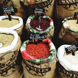 Food for sale at market stall