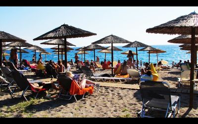 Deck chairs on beach