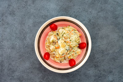 Directly above shot of fruit salad in bowl