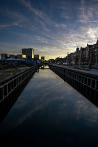 Sunset at aarhus harbour, denmark