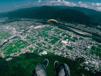 High angle view of aerial shot of mountain