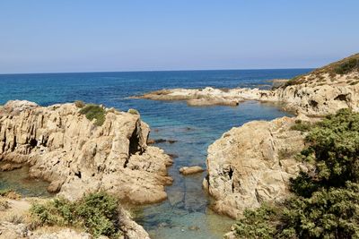Scenic view of sea against clear sky
