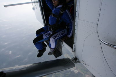 Man in airplane at winter