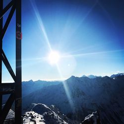 Scenic view of mountains against sky during winter