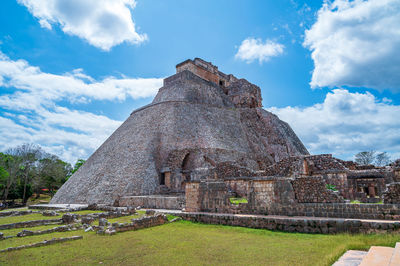 Maya pyramid called of the magician in the unesco world heritage site of uxmal, in yucatan, mexico