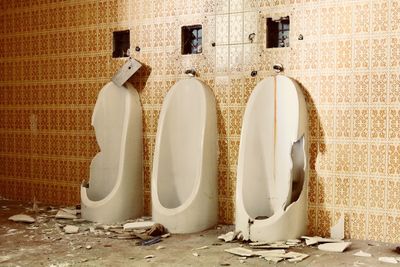 View of old wooden wall in bathroom