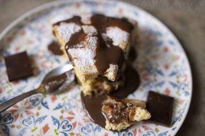 Close-up of dessert in plate on table