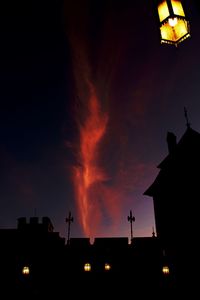 Low angle view of illuminated built structure