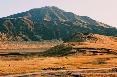 Scenic view of mountains against clear sky