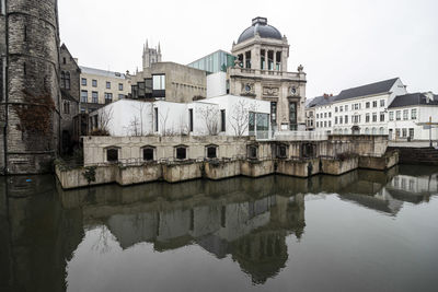 Reflection of buildings in water