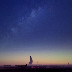 Starry sky over airport