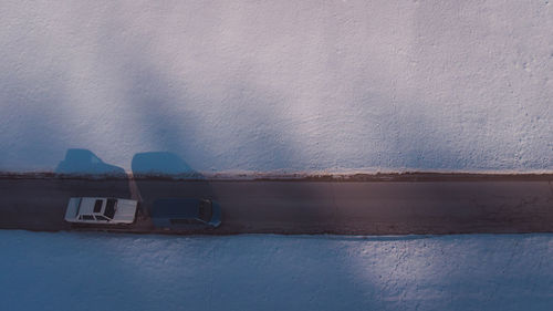 High angle view of car on wall