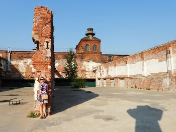 View of old ruins against clear sky