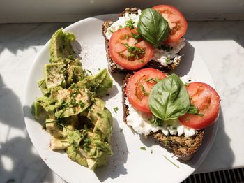 Directly above shot of meal served in plate