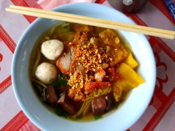 High angle view of meal served in plate