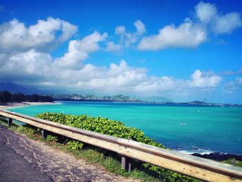 Scenic view of sea against cloudy sky