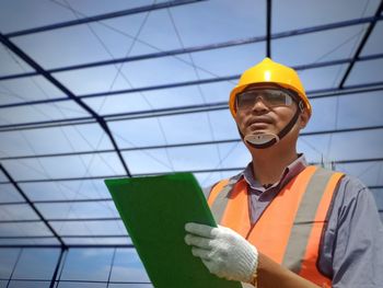 Low angle view of man working