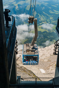 High angle view of construction site against sky