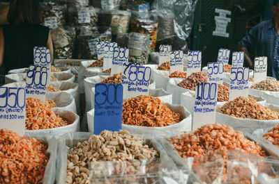 Food for sale at market stall chinatown in bangkok