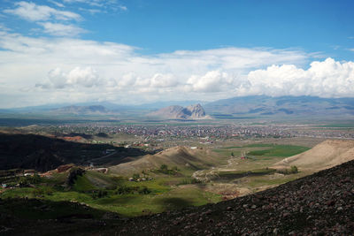 Aerial view of landscape against sky