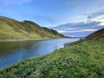 Scenic view of lake against sky at loch glascarnoch