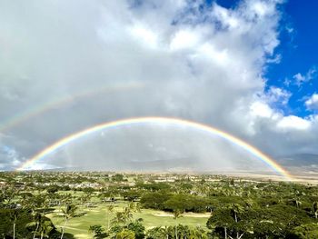 Scenic view of rainbow against sky