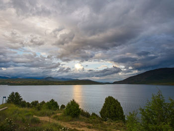 Scenic view of lake against sky