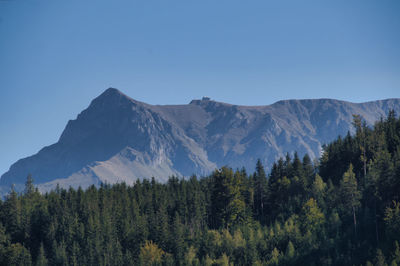 Scenic view of mountains against clear sky