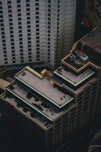 High angle view of modern building in city