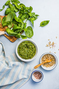 High angle view of food on table