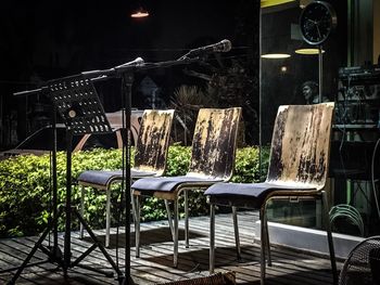 Chairs and table at night