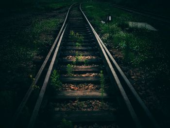 High angle view of railroad tracks