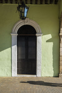 Closed door of building