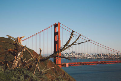 View of suspension bridge against sky