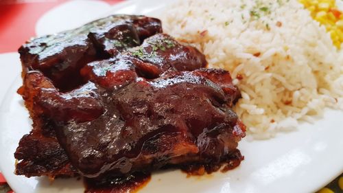 Close-up of meal served in plate