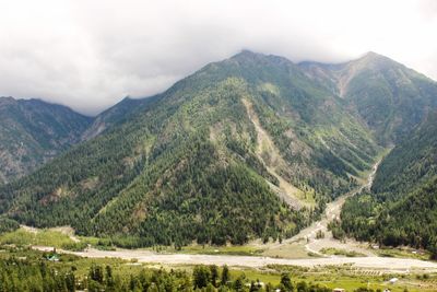 Scenic view of landscape and mountains against sky