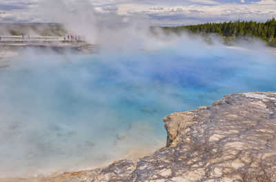 High angle view of hot spring