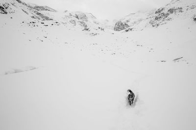 High angle view of snow on mountain
