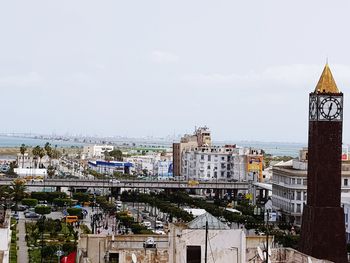 High angle view of buildings in city