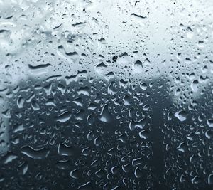 Full frame shot of raindrops on window